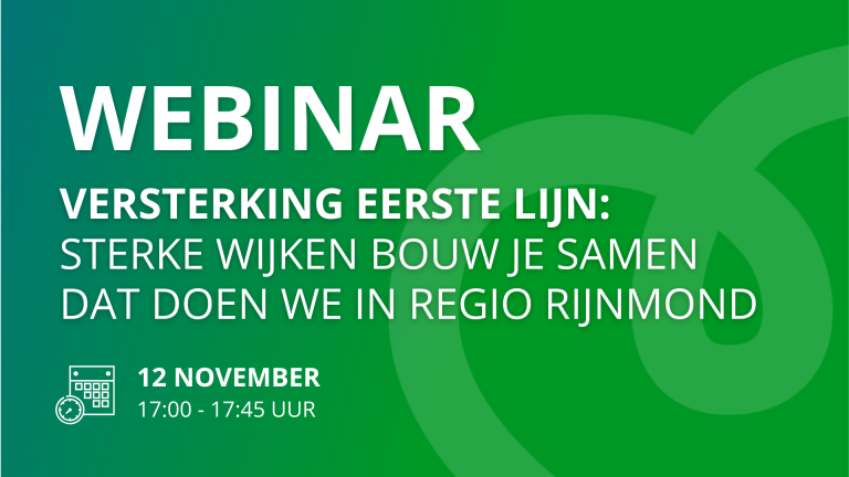 12 november | Webinar Versterking eerste lijn Rijnmond